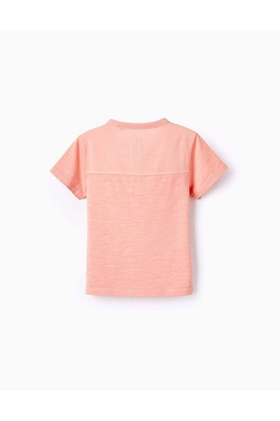 Ziddy Cotton T-shirt with Pocket for Baby Boys, Coral