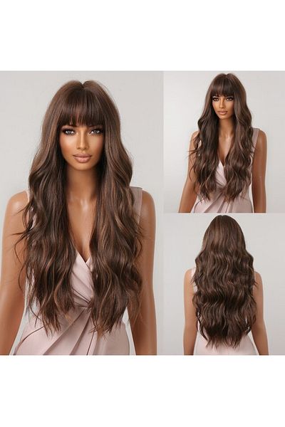 animis beauty SATIN Wig with Highlights, long wavy, synthetic fiber with natural look, with bangs, 80 cm