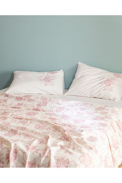 Madame Coco Arlette King Size 100% Cotton Karde Printed Pique Set - Powder