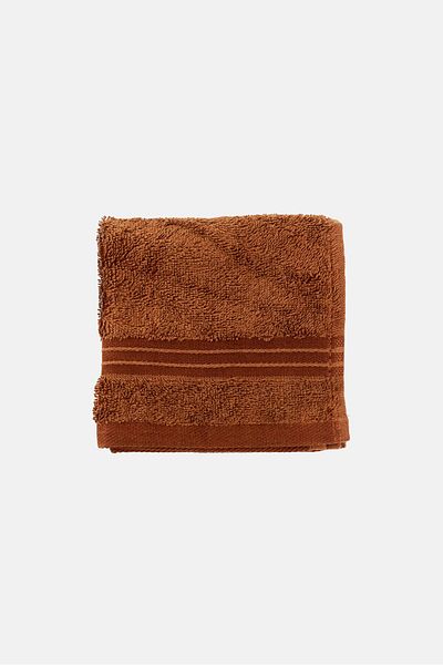 COTTON HOME Textured Face Towel, Wood Brown