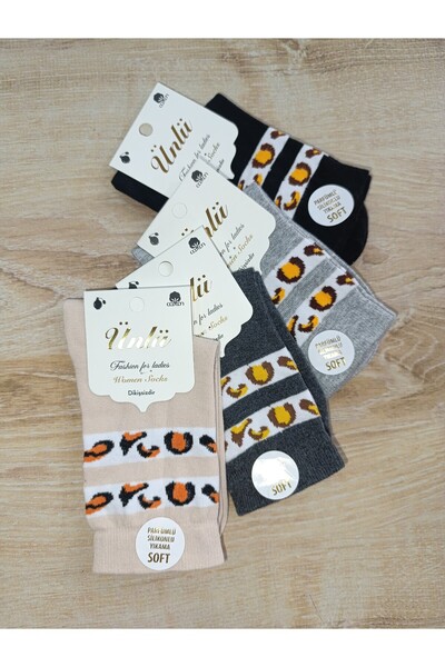 ÜNLÜ ÇORAP COTON LEOPAR БЕЗШЕВЕН 4 ЧАСТИ