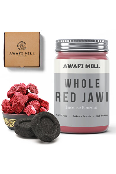 AWAFI MILL جاوي أحمر مع أقراص الفحم - زجاجة 100 جرام مع 20 قطعة فحم