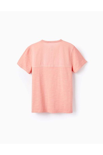 Ziddy Cotton T-shirt with Pocket for Boys, Coral