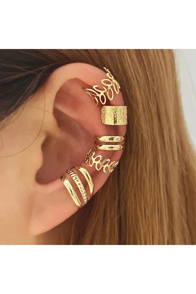 Choice AEH70230-2 أقراط أذن أنيقة باللون الذهبي على شكل أوراق الشجر باللون ال...