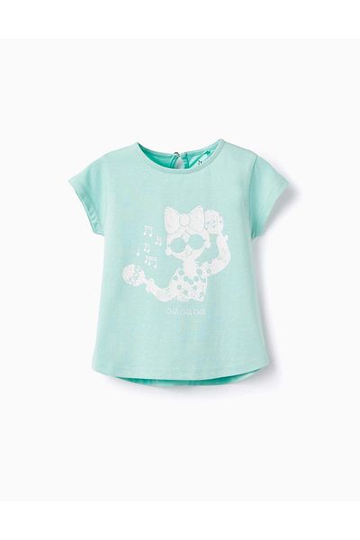 Ziddy Cotton T-shirt for Baby Girls 'Cha Cha Cha', Aqua Green