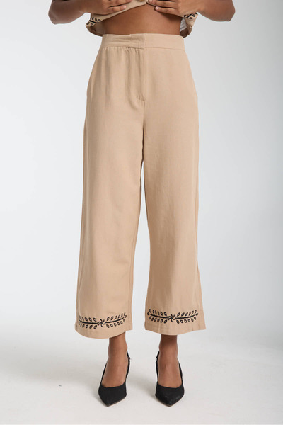 İLKCET MODA Γυναικείο Σετ Παντελόνι Premium Κεντημένο Γιλέκο