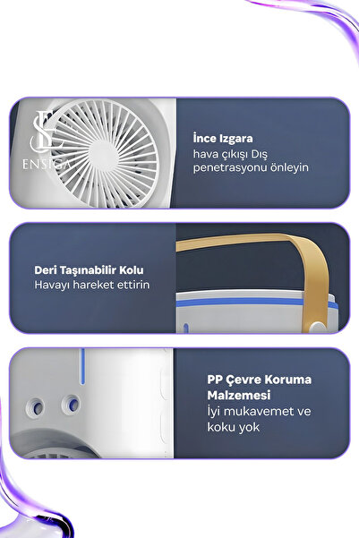 EN SİGA Şarjlı Su Püskürtmeli Iki Pervaneli Serinletici Vantilatör Döner Kumandalı Masa Kamp Ofis Ev Fanı