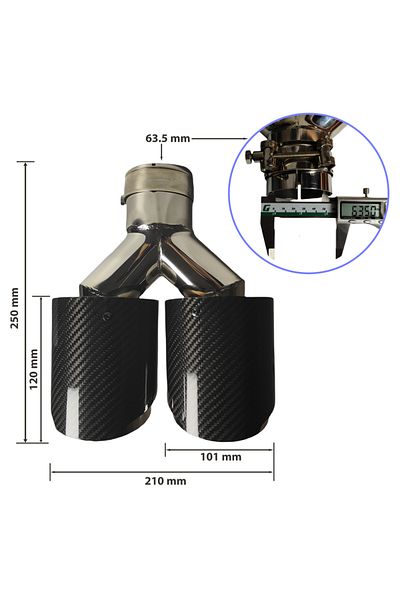 Choice 63.5mm-101mm 1 Pcs Universal Car Carbon Fibre Tail Throat Muffler Same Length Polishing Y-Shaped Dou