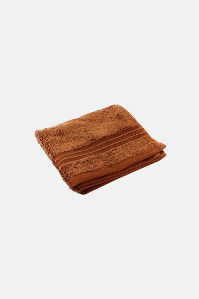 COTTON HOME Textured Face Towel, Wood Brown