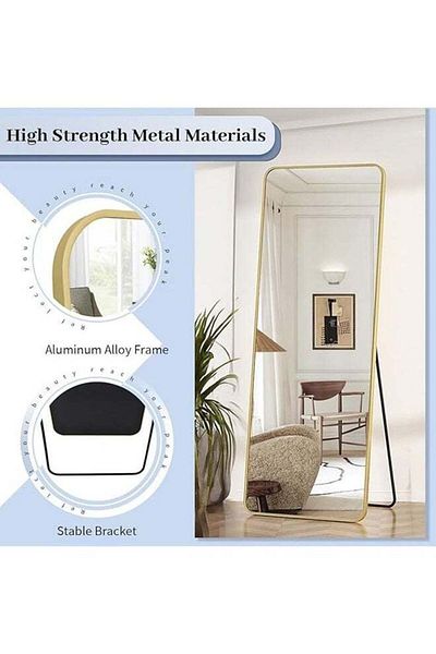 COOYA Full Length Mirror 150X40Cm,With Aluminum Alloy Frame Free-Standing Leaning For Living Room,Bedroom