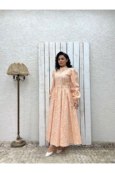 KÜÇÜĞÜM BUTİK Φόρεμα Hijab Salmon Daisy Flared Poplin