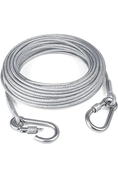 Choice Length 460cm Cw310-gl-sl Double-headed Dog Tie Out Cable Leash ,raction Rope With Metal Buckle Steel