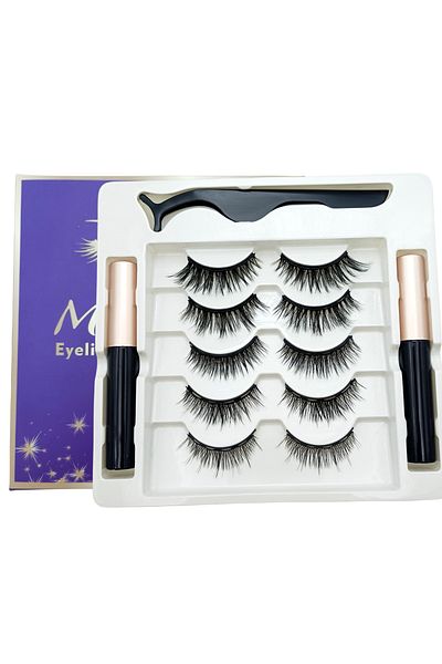Choice DEEP BLUE Magnetic Eyelashes With Eyeliner Kit, 5 Pairs Natural Looking Magnetic Lashes, Easy To Wea