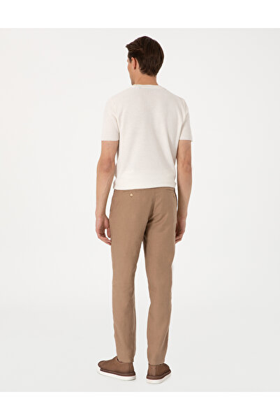 Pierre Cardin Kahverengi Carrot Fit %100 Keten Kanvas Pantolon 50285714-VR197