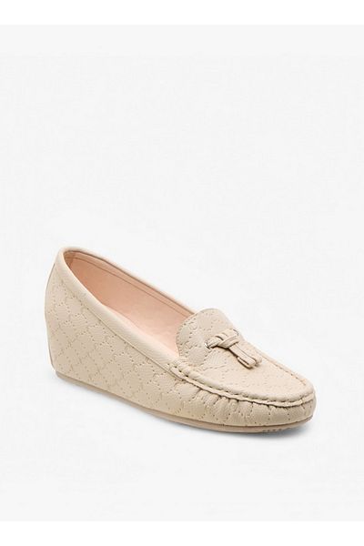 Le Confort Monogram Embossed Moccasins with Wedge Heels