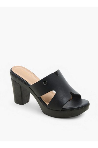 Flora Bella by Shoexpress Cut Out Detail Slip-On Sandals with Platform Heels