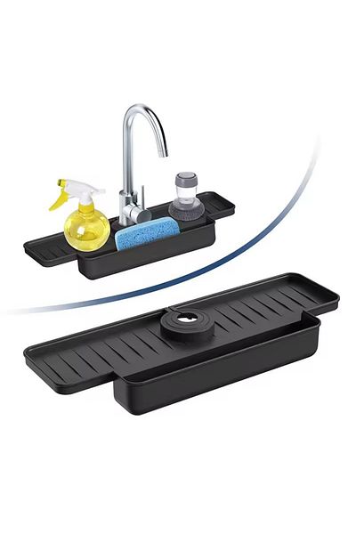 ABYZ Sink Protection Splash-proof With Sponge Holder Silicone Dimensions 40.3x14.3x27.5cm Color Black