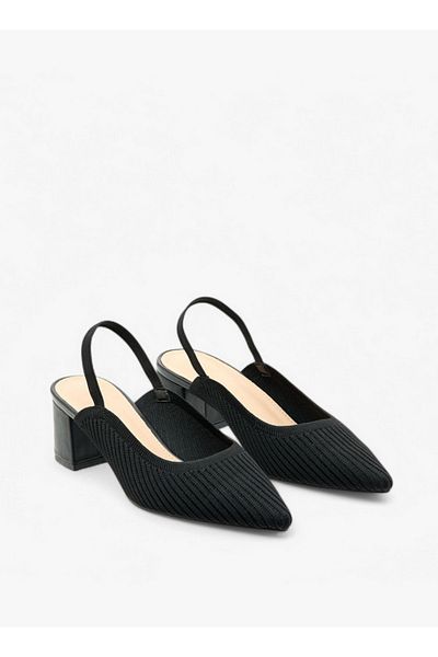 Flora Bella by Shoexpress Textured Slingback Shoes with Block Heels