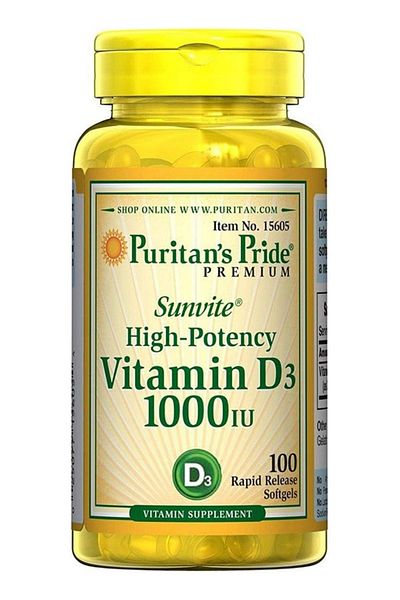 Puritan's Pride High Potency Vitamin D3 1000 IU 100 Softgels