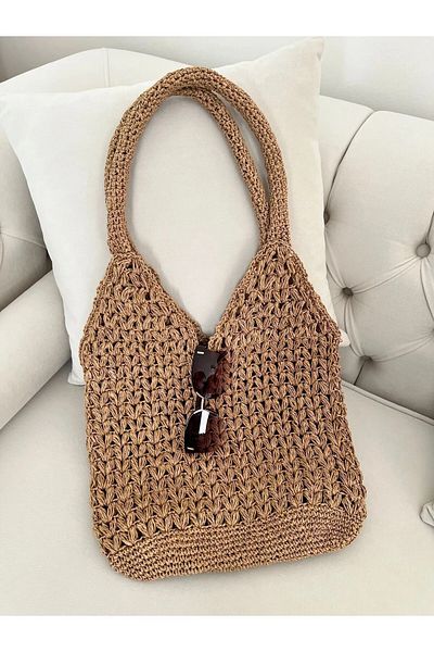MESKSTORE Hand Knitted Bag Paper String Bag