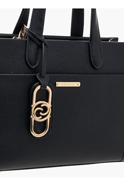 Celeste Textured Tote Bag with Double Handles and Detachable Strap - W 9.5 x H 19 x D 25 cm