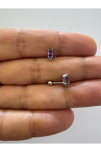 Arescollection 1 Pc Zircon Stone Helix Tragus Lobe Matched Piercing Earrings