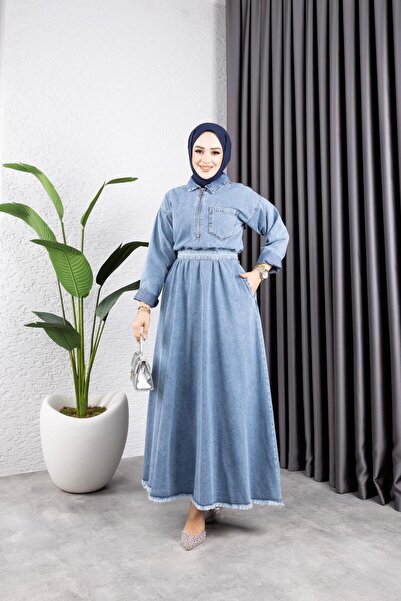 HARMAN BUTİK ΓΥΝΑΙΚΕΙΟ ΦΟΡΕΜΑ ΤΖΙΝ ΠΛΥΝΤΗΡΙΟ Χιονιού με φερμουάρ