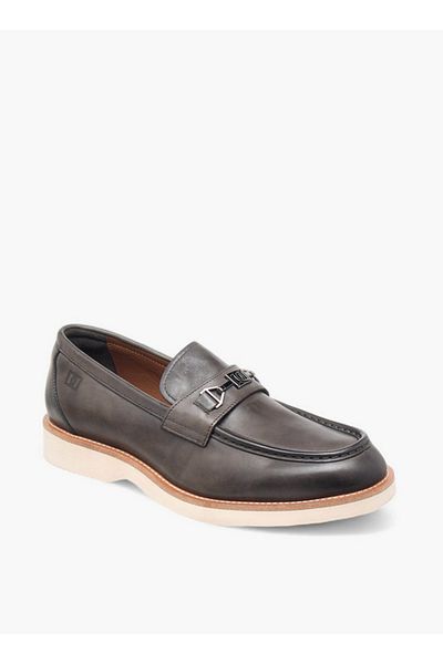 Duchini Men's Solid Slip-On Loafers with Metal Accent