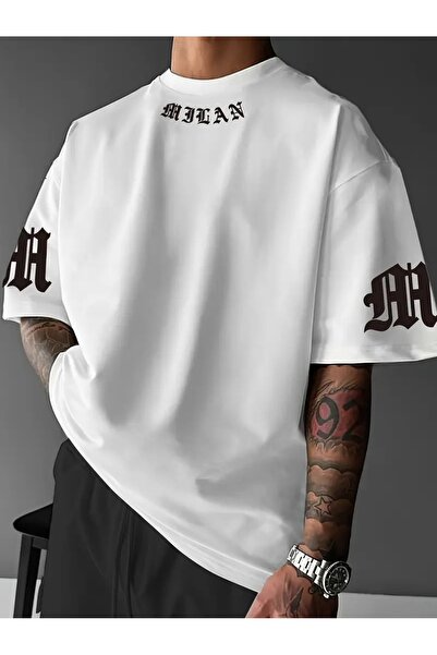 AZIZI TEKSTIL Milan Graphic T-Shirt for Men - Casual Green Letter Print T-Shi...