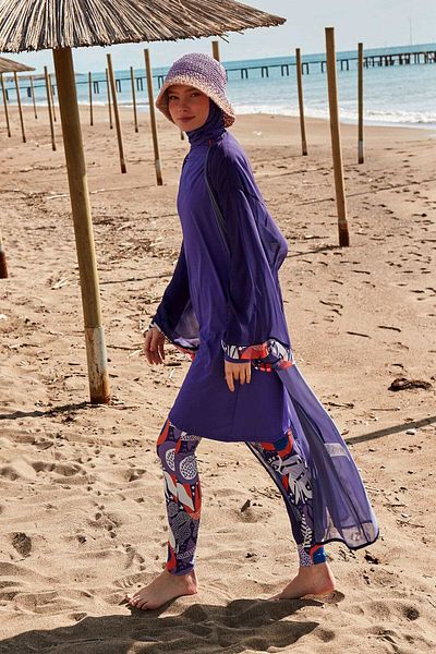Marina Purple Patterned Kimono Kaftan - P2420