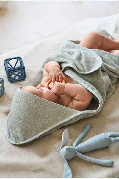 PAMUK HANIM Outlet-100% Cotton Girl-Boy Newborn-Baby Bath Towel Swaddle Plain/Sea Blue