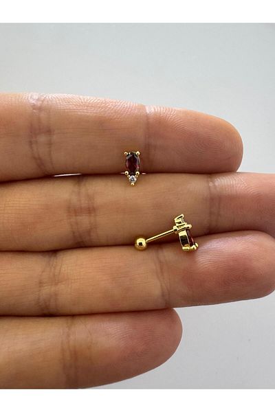 Arescollection 1 Pc Zircon Stone Helix Tragus Lobe Matched Piercing Earrings