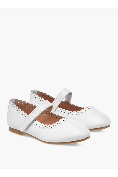 Juniors Laser Cut Ballerina Shoes with Hook and Loop Closure