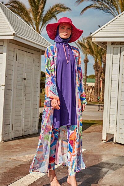 Marina Renkli Kimono Kaftan P2424