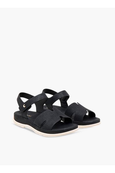 Le Confort Textured Comfort Sandals with Hook and Loop Closure