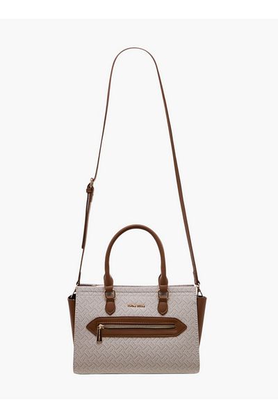 Flora Bella by Shoexpress Monogram Print Tote Bag with Double Handle and Zip Closure