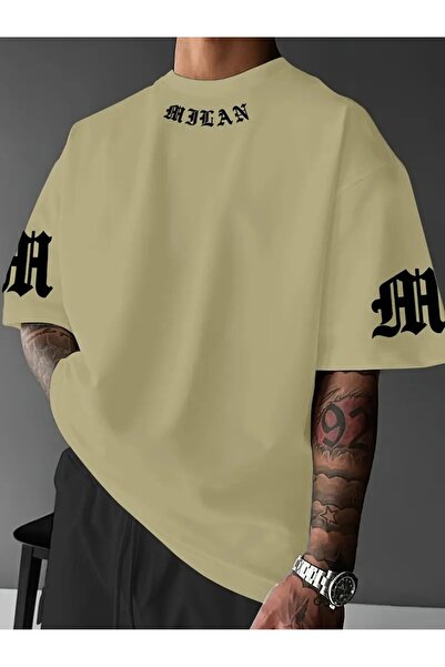 LOTS MODA Ανδρικό μπλουζάκι MILAN Graphic - Casual μπλουζάκι με πράσινη στάμπ...