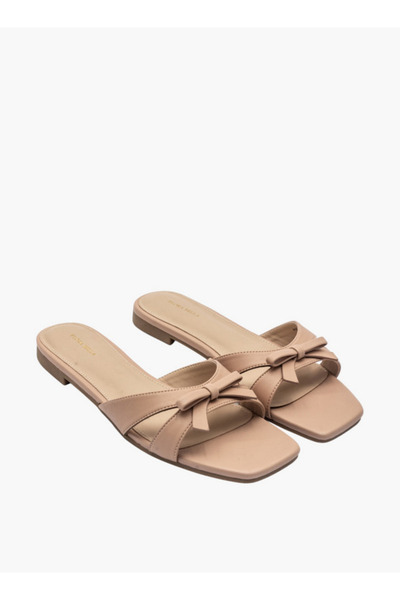 Flora Bella by Shoexpress Bow Accent Slip-On Flat Sandals