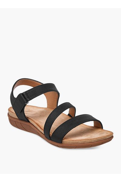 Flora Bella by Shoexpress Textured Strap Sandals with Hook and Loop Closure