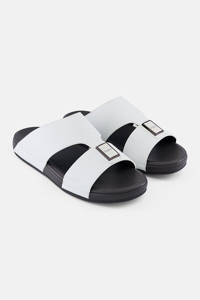 Algspar Men Slip On Arabic Sandals, White