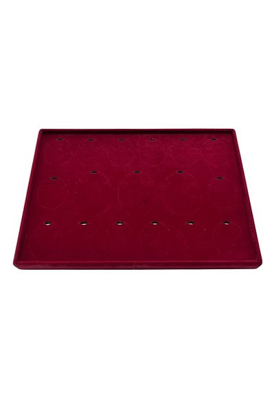 MeGass Dekor Bucharest Model Vertical Suede Fabric Claret Red 34-24 cm Set of Three Table Stand with Legs