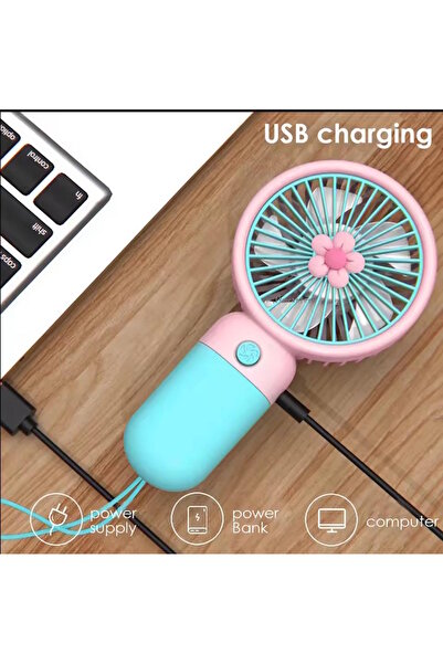 m.tk moveteck Şarjlı Mini El Fanı Ve Masa Fanı Soğutucu Pervane ipli Elde Taşınabilir Şarj Edilebilir Vantilatör