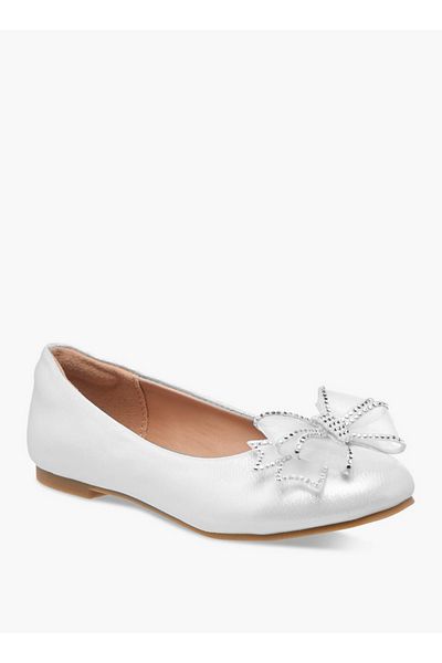 Celeste Girls' Bow Embellished Slip-On Ballerina Shoes