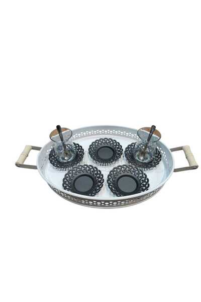 METALAY 6'Lı Metal Çay Tabağı siyah