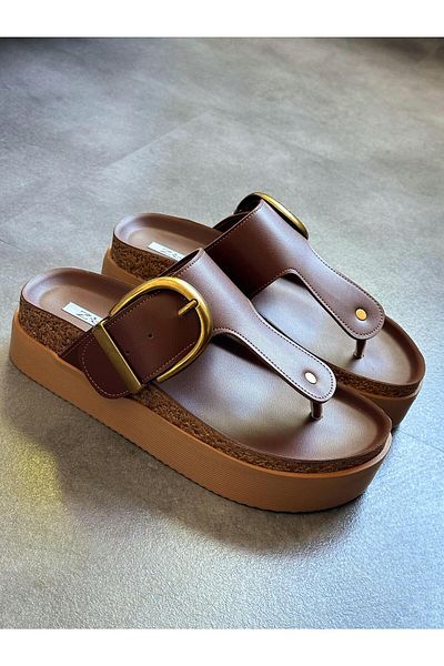 Zuum Molina Anatomical Buckle Flip Flops Women's Slippers - Brown Skin