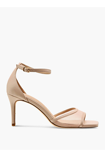 Flora Bella by Shoexpress Mesh Detail Stiletto Sandals with Ankle Strap and Buckle Closure