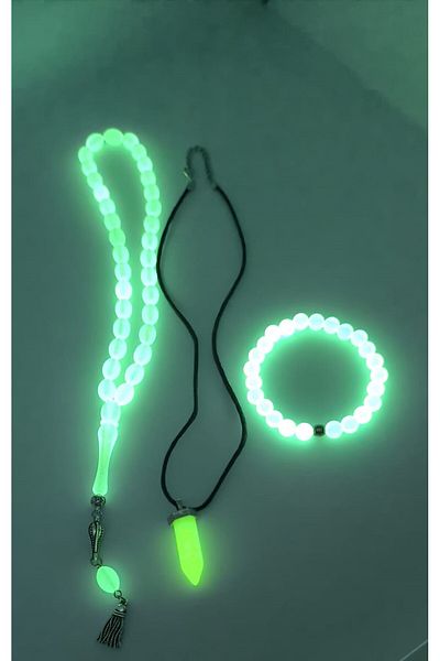Lio20 Phosphorescent Cat's Eye Rosary, Bracelet, Necklace Set - Glows in the Dark - Dear Friend Family Accessory