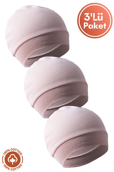 Miniel Unisex Baby Combed Organic Cotton Newborn 3-Piece Baby Beanie Set