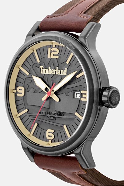 Timberland Men TDWGN0029104 Leather Analog Watch 45 mm, Brown