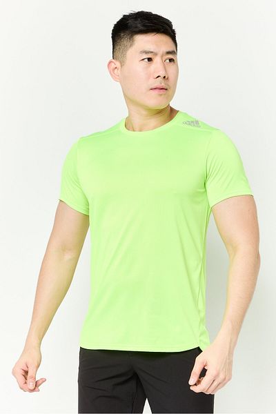 adidas Men Regular Fit Shorts Sleeves Running T-shirts, Lime Green